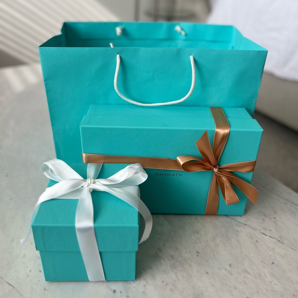 Authentic Tiffany & Co. Packaging Lot | 2 Medium Boxes + 1 Large Bag